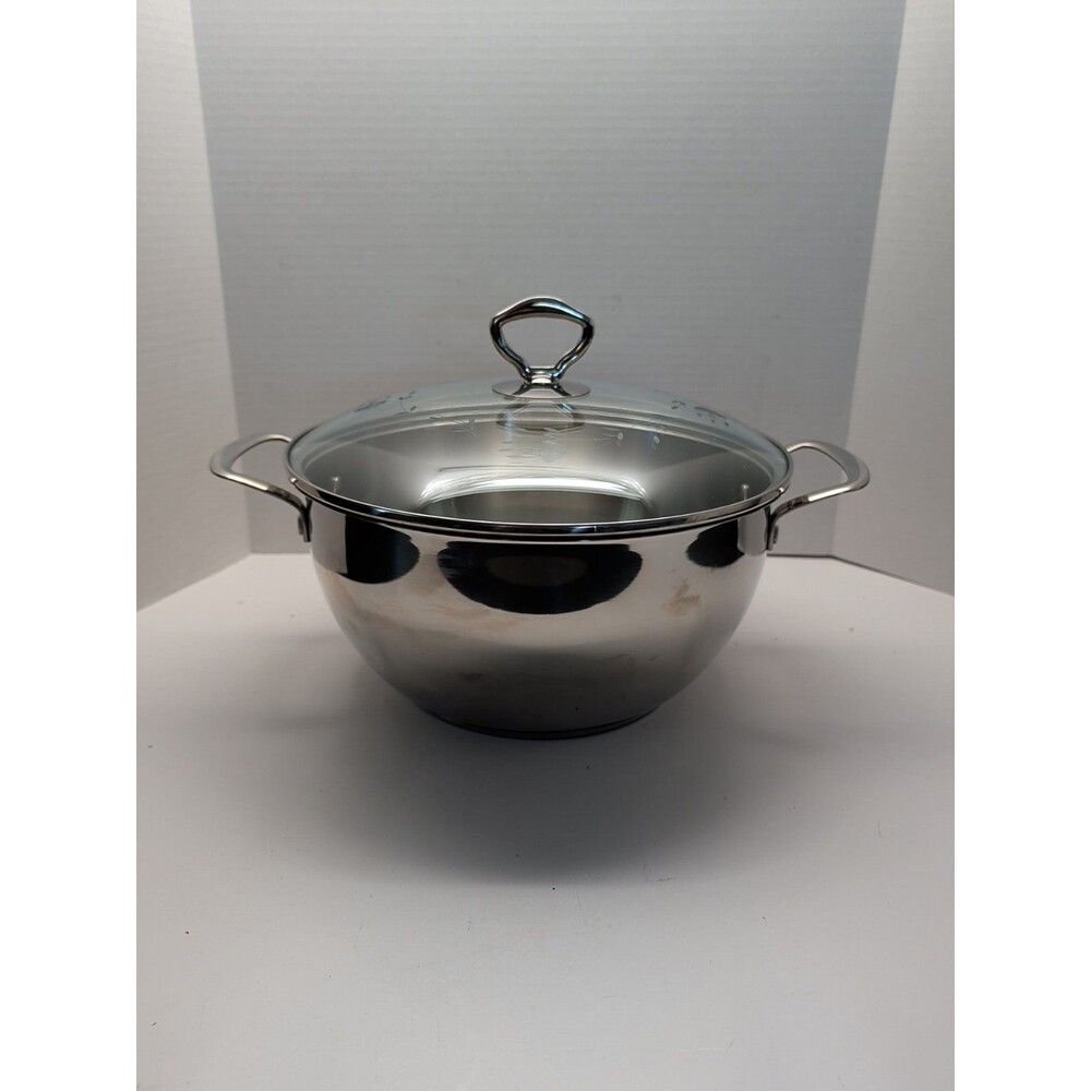Princess House Heritage Classic 8qt Stainless Steel Casserole Pot w/ Glass Lid